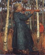 Paula Modersohn-Becker Trumpeting Gril in a Birch Wood oil on canvas